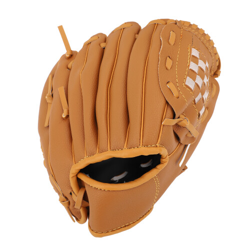 Ergonomischer PU-Leder Baseball-Handschuh 9,5 Zoll braun 1