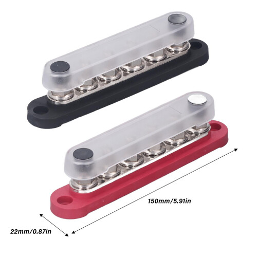 2 pezzi di barra bus M6x6 in rame rosso, 150 A, 300VAC/48VDC 1