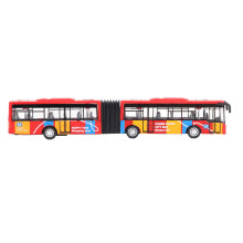 Autobus in lega, con meccanismo pull-back, di lunghezza estesa, rosso.