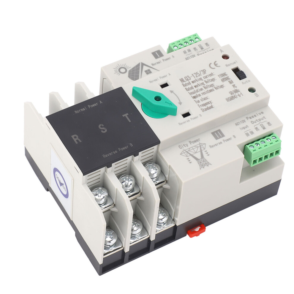 Reliable 110Vac 100A 3P Dual Power Automatic Transfer Switch Compact 9371335774661