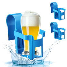 Drink Holder Pool Rim Blue Plastic, Poolside Cup Holder, 2-Pack, Spill-Free for Swimming Pools