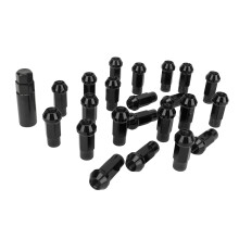 22 pièces Écrous de roue coniques M12x1.5 acier allié noir