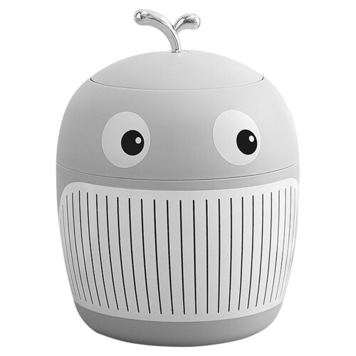 Mini Little Whale Trash Can - Light Grey, Portable, 2L, 15x10cm 1