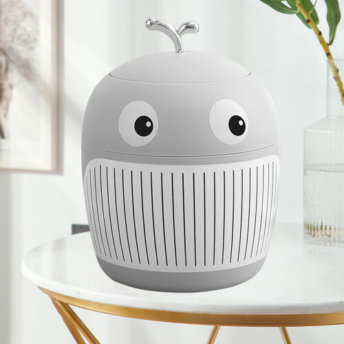 Mini Little Whale Trash Can - Light Grey, Portable, 2L, 15x10cm 2