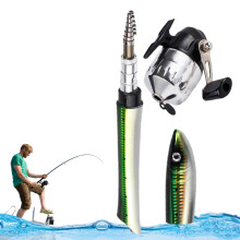 Telescopic Fishing Rod With Spinning Reel, Foldable Travel Rod And Reel Combo, Fish Shape For Saltwater And Freshwater