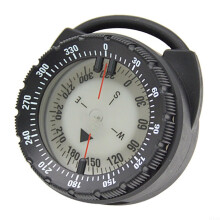 ABS Luminous Diving Compass Underwater Pipe Clamp Type With Reading Window For Depths Up To 50 Meters Black