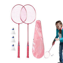 Badminton Racket Set For Adults And Children, Shock Absorbing Buffer Handle, Pink, Includes Bag And 3 Balls