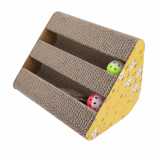 Rascador de cartón corrugado triangular para gatos 1