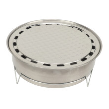 Gril rond portable au charbon de bois en fer - Réchaud de pique-nique