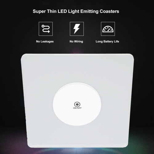 Sous-verre LED transparent blanc 300mAh 10x10cm 2