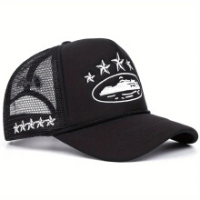 (Black, 55-61cm) New Unisex Print Baseball Hats New Unisex Hip Hop Breathable Personal Sunshade Mesh Versatile Street Fashion Trucker Caps