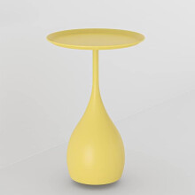 Round Side Table Metal, Bedside Table For Small Spaces, Living Room Balcony Bedroom - Yellow