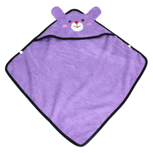 Bata de baño para gatos con capucha de microfibra morada, talla M 1