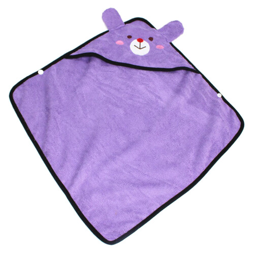 Bata de baño para gatos con capucha de microfibra morada, talla M