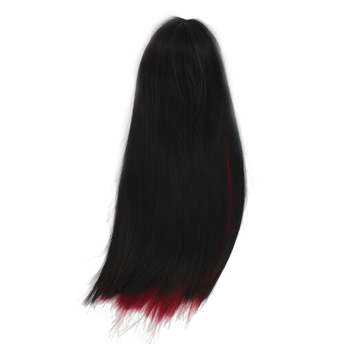 Parrucca per bambola BJD 1/4, lunga e liscia, nero/rosso vino 1