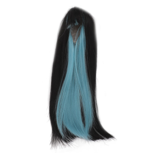 Pelucas para muñecas BJD 1/4, largas, bicolor negro-azul 1