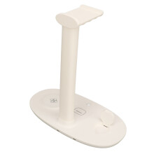 4-in-1 Headphone Stand with 15W Wireless Charger, White