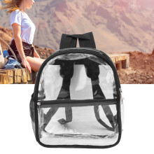 Transparenter PVC-Rucksack mit Reißverschluss, tragbar, hoher Fassungsvermögen, klarer Rucksack für die Schule, schwarz