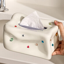 Keramik Taschentuchbox Hülle Dekorativ Elegante Gesichtstuch Papiertaschentuchspender Box für Esszimmer Beige