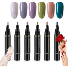 (6Pcs Set C)Nail Polish Pens, 36 Color Nail Polish Gel Pen 5 ml, 3 In 1 Gel Nail Polish Pen, Soak Off UV LED Nail Varnish Nail Tools For Women Girls