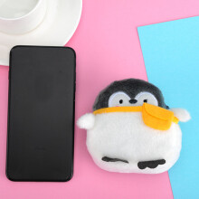 Monedero de peluche con forma de pingüino, para monedas y maquillaje.