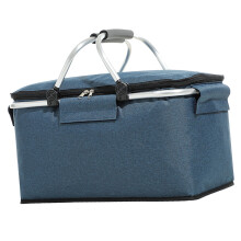 Foldable Dark Blue Picnic Basket, Insulated Oxford Cooler Bag