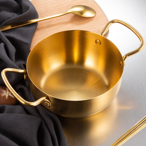 Stainless Steel Double Handle Ramen Pot for Induction Cooker, Gold 2
