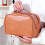 Trousse de maquillage à double fermeture éclair marron grande capacité 4