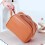 Trousse de maquillage à double fermeture éclair marron grande capacité 13
