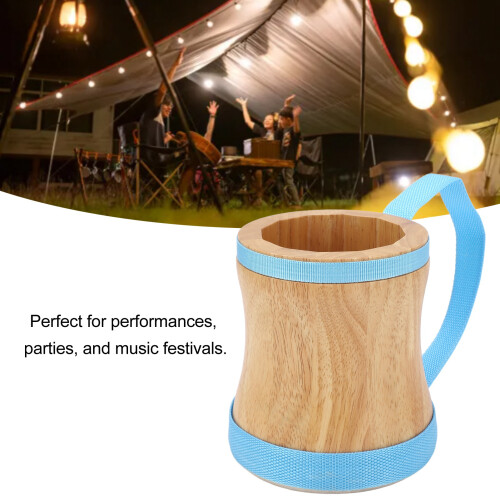 Hand Drum Kit with Wood Sheepskin Top Blue Finish Includes Percussion Stick 2