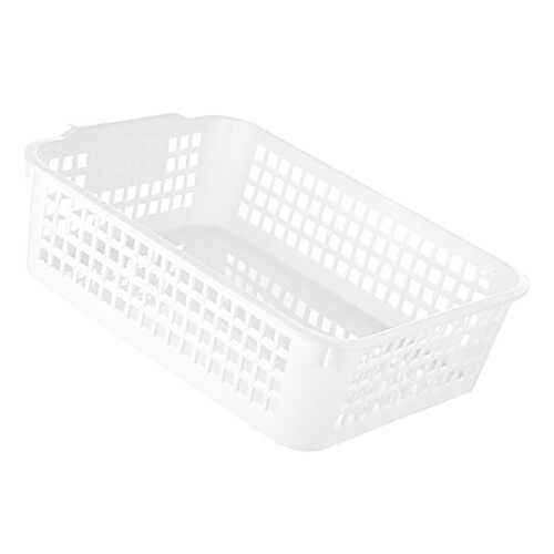 Rectangular Plastic Desktop Storage Basket, Space Saving, Stackable Bin for Snacks & Toys, L
