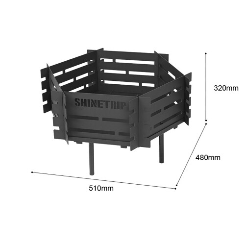 Braciere in acciaio al carbonio 510x480x320mm Nero 1