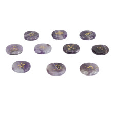 Ensemble de 10 pierres runiques – améthyste et lapis-lazuli polies