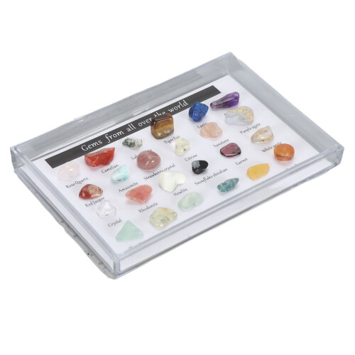 Kit de colección de rocas minerales Set 2 estuche transparente