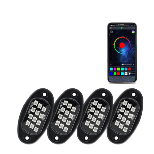 Luci rock LED 4 pezzi 27,5x16,5x5 cm Nero IP68 2