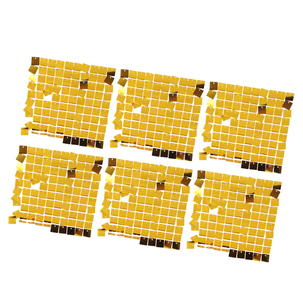 6Pcs Shiny Sequin Wall Panels For Birthday & Event Photography Decor Gold 4931335832836