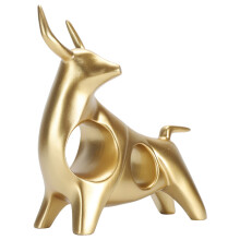 Goldene Harzskulptur eines kämpfenden Stiers – Schreibtischdekoration