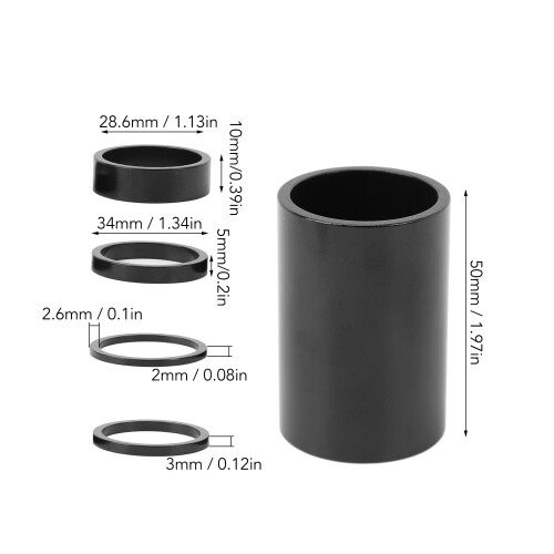 Aluminium-Headset-Abstandshalter, 7 Stück, 28,6 mm, Silber 1