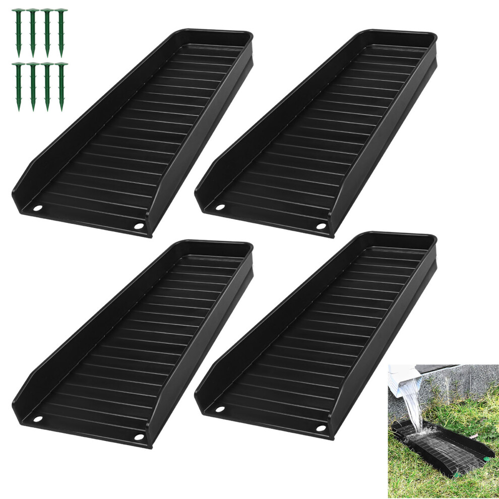4Pcs Black Downspout Splash Block Rain Gutter Extensions With 8 Fixing Nails 4621335845164