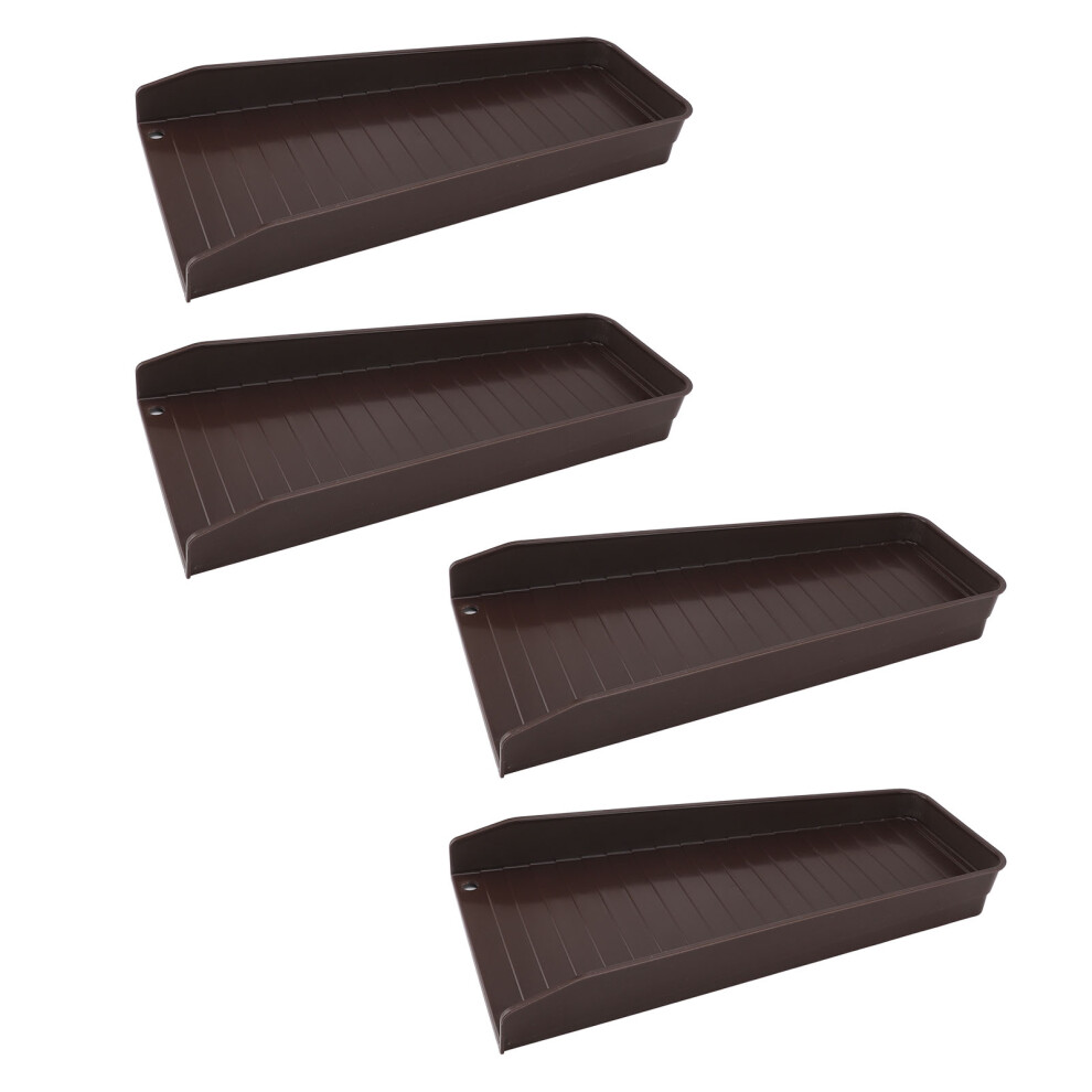 4Pcs Brown Plastic Downspout Splash Blocks, 16.3X2.0in Rain Gutter Extensions 9351335845134