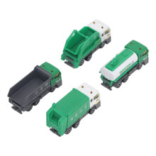 4 piezas 1/32 camión de basura inercial juguete verde 8x3cm