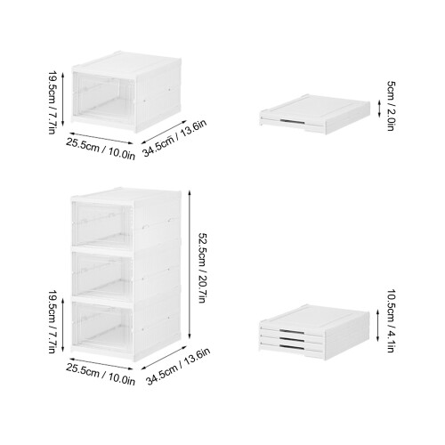 Collapsible Clear Shoe Storage Box, 3-Layer Stackable Organizer (19.5x25.5x34.5cm) 1