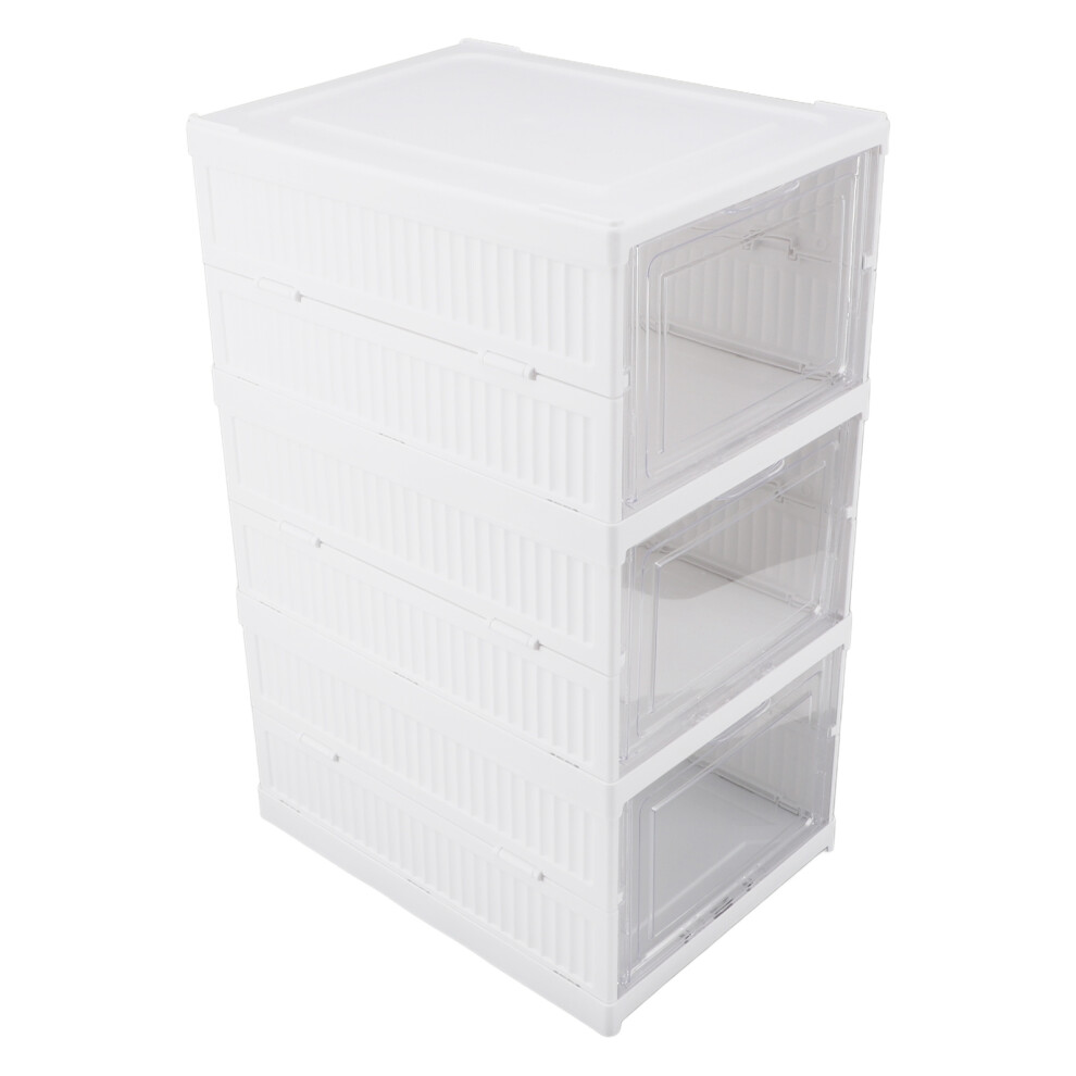 Collapsible Clear Shoe Storage Box, 3-Layer Stackable Organizer (19.5x25.5x34.5cm)