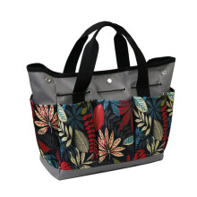 Garden Tool Bag Kit Portable For Tool Sets Indoor Outdoor Gray Floral Pattern