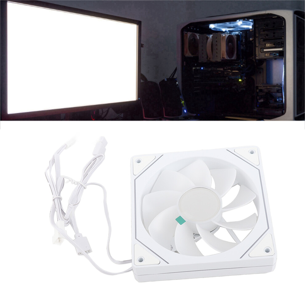 120Mm Rgb Pc Cooler Fan Pwm 800-2000Rpm Silent Reverse Leaf Design White 7891335850353