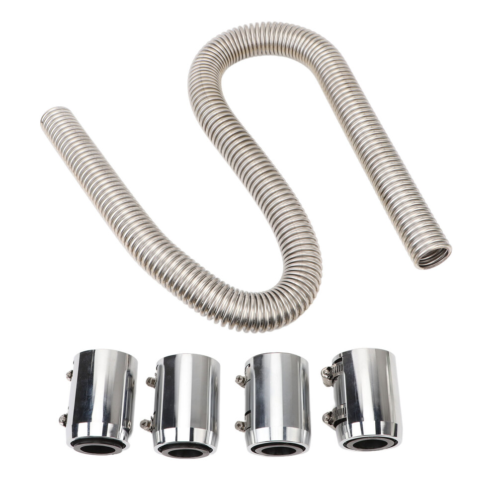 48 Inch Universal Heat-Resistant Stainless Steel Radiator Coolant Hose Kit Silver 4011335849550