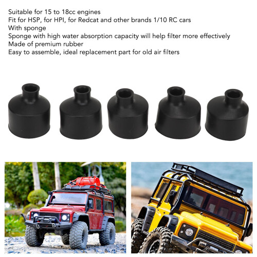 5 Stück Schaumgummi-Luftfilter für RC-Auto 1/10 Schwarz 2