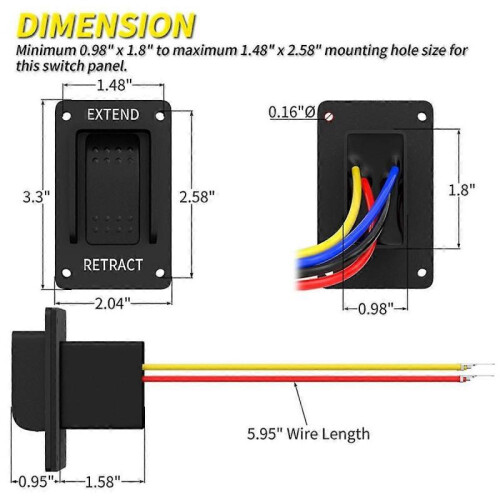 2pcs Reverse Polarity Switch 12v Dpdt Momentary 3 Position Rocker Switch Ip67 Waterproof Marine On 2