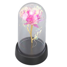 Bunte leuchtende Rose in Glasglocke - 50mAh