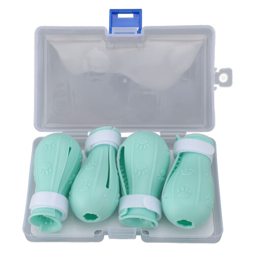 4 pièces de protections de pattes en silicone pour chat 2e génération vertes 1